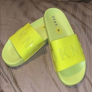 Neon yellow DKNY Zinna Slide